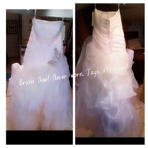 Wedding Dress w/ jewel and pearl headpiece